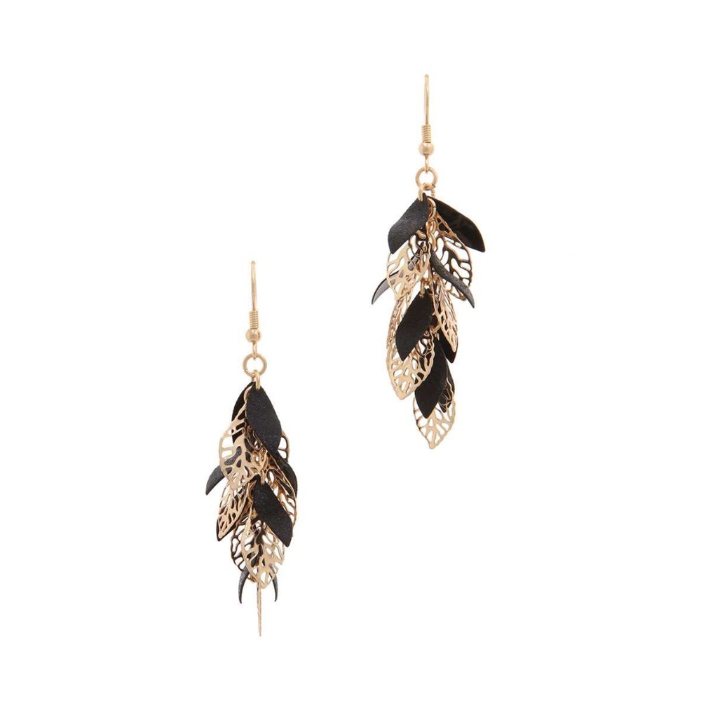 Black Leaves Drop Earrings